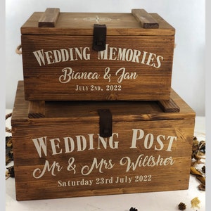 Large Wedding card Box with lock, wedding keepsake box, wedding card holder, vintage wedding decor, envelope box, Christmas gift for couple image 4