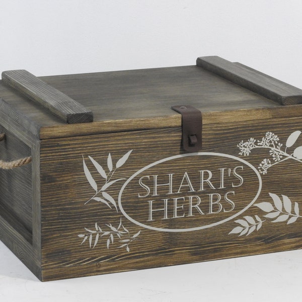 Large Keepsake Box, wood gift box, herb box, memory box, wooden storage box with lock, personalised gift, vintage wood chest