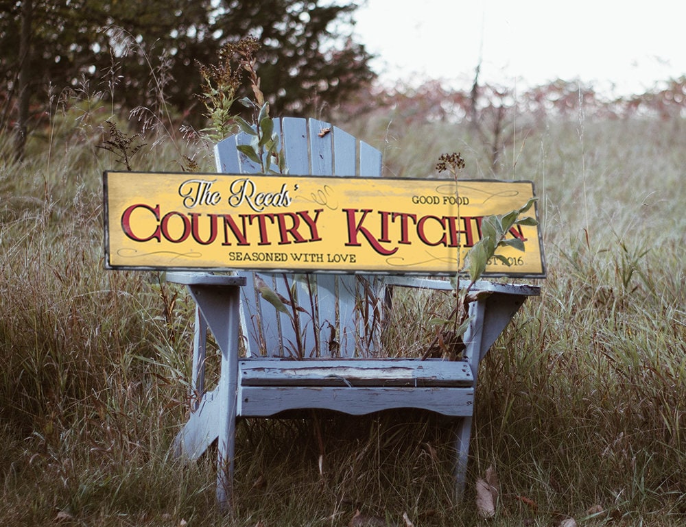 Farmhouse kitchen sign family name sign kitchen decor shabby Etsy
