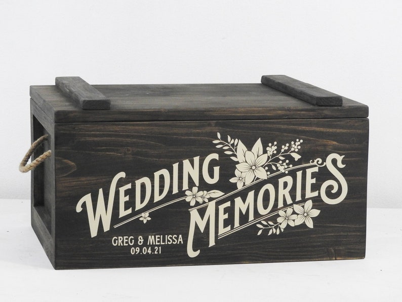 Large Wedding keepsake box with lock, wedding memories holder, rustic wedding gift for couple, anniversary box, personalised wooden box
