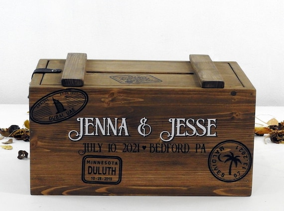 Rustico scatola di carta con la serratura e scheda del segno perfetto per ricevimento di nozze e di anniversario di nozze Wedding Card Box 