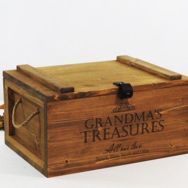 Large Keepsake Box, wood gift box, treasure chest, memory box, wooden storage box with lock, personalised gift, vintage wood chest