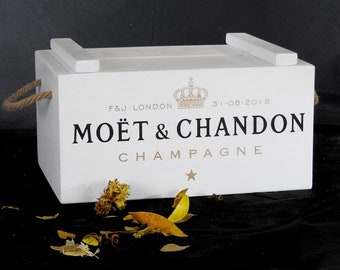 Wedding card Box in white, keepsake box, wedding card holder, personalised champagne box, wood card box, wedding gift personalised