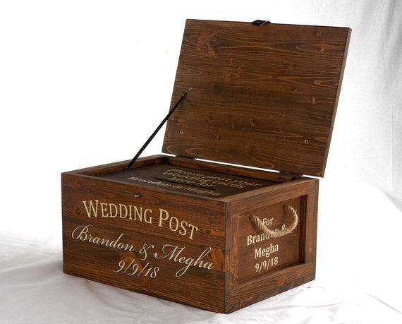 Personalized Wedding Card Box With Slot Lock Wedding money box Rustic ...