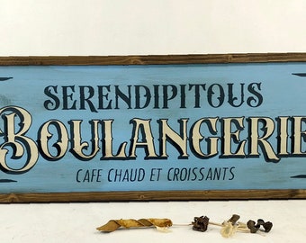 Vintage shop sign, Farmhouse decor, Boulangerie, personalised shop sign, French country kitchen decor, shabby chic sign painted on wood