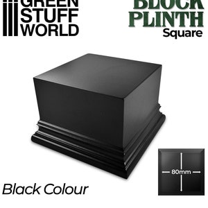 SQUARE DISPLAY PLINTH 8x8cm Black - base figures miniatures scenery exhibition mdf wood