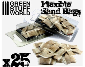 25x flexible SANDBAGS - Basing Model sand bag trench 40k tank armor Juweela