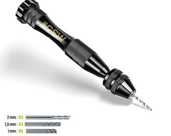 Modellbau-Handbohrmaschine - schwarz - Handbohrer enthält 10 Bohrer gemischt - Bohrmaschine