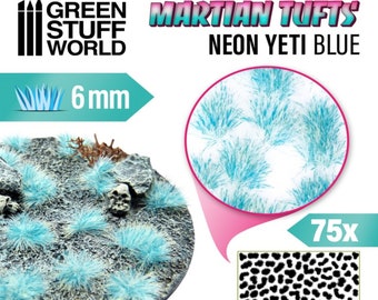 Touffes d'herbe martienne -  NEON YETI BLUE - pour dioramas, socles de figurines, wargames, maquettes, modélisme et décors