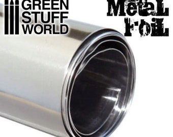 Flexible Metal Foil - Tin or Pewter foil - 10x45cm - embossment foil - diorama foil - hobby