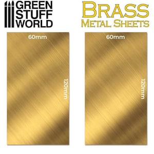 Lastra Metallo - OTTONE 60x120mm (Pack x2) - Materiale malleabile d'ottone - Stampa goffratura a rilievo
