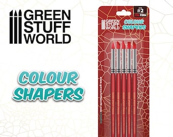 Color Shaper - Maat #2 Red Extra Firm - Clay shapers Set - Silicon Brushes - Green Stuff Tool