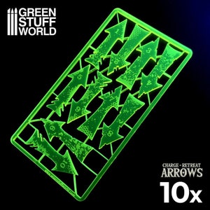 Charge and Retreat Arrows - fluorgeelgroen - bordspeltokens compatibel met Wargames Wargaming 40K Wargames