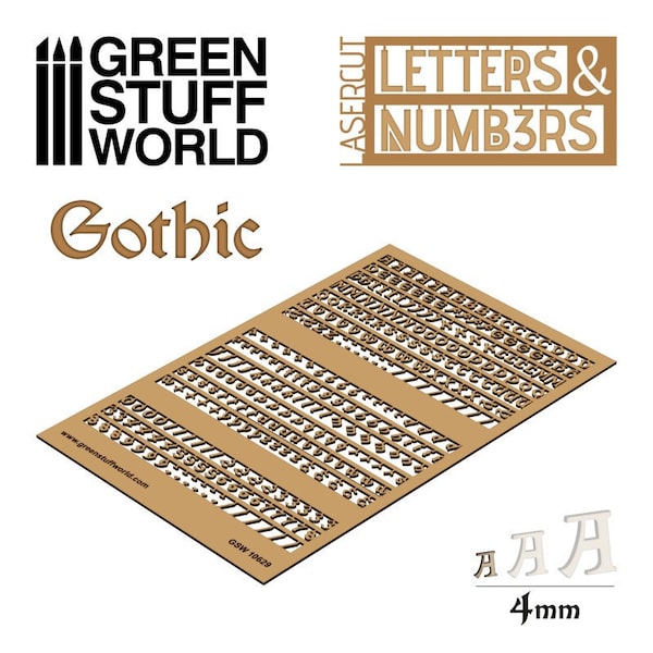 Lettres et chiffres 4 mm GOTHIQUES