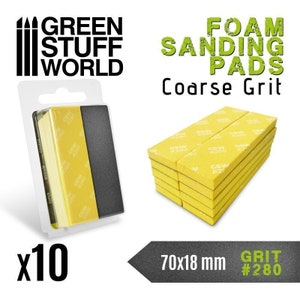 Foam Sanding Pads 280 grit - emery paper sandpaper for crafts, modeling, cosplay, and model hobby