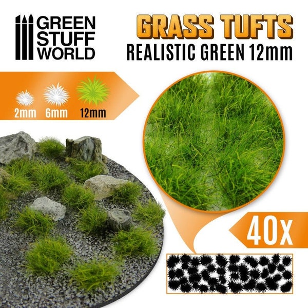 Touffes d'herbe - 12mm - Auto-Adhésif - VERT RÉALISTE - Flocage herbe - Décors Modélisme Socles Warhammer