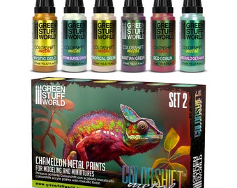 Set 2 Chameleon Paints - Brush and Airbrush Acrylic Color shift Paints Colorshift paints compatible with Miniatures Wargames