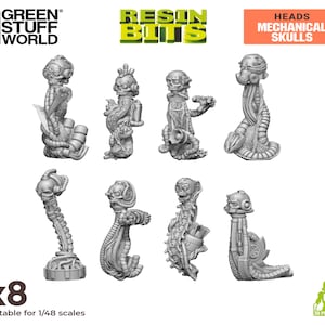 Zestaw do druku 3D - Mechaniczne czaszki - Dekoracja Sceneria kompatybilna z Wh, AOS, 9age crane servocranes Miniaturowe podstawy