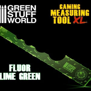 Gamingmätverktyg - Fluor Limegrön 12 tum - Wargames linjal laserskuren kompatibel med Wargames Wargaming