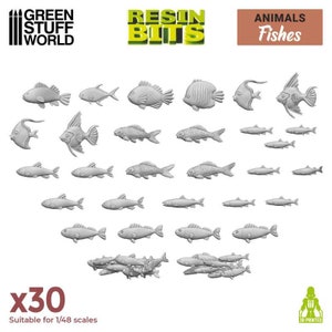 Resin Fish Collection - Resin bits Compatible with dioramas wargames miniature battlefield warzone compatible with Wargames Wargaming