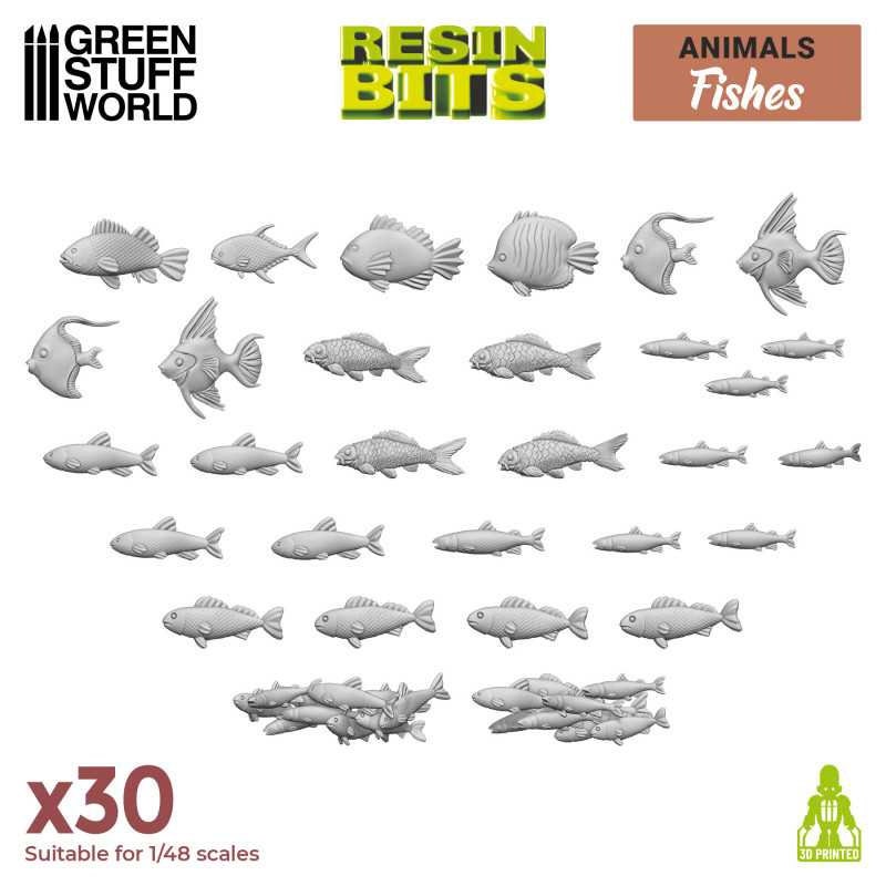 Resin Fish Collection - Resin bits Compatible with dioramas wargames miniature battlefield warzone compatible with Wargames Wargaming