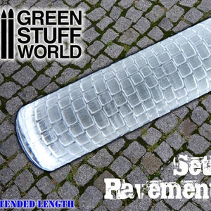 Kavel - SETT PAVEMENT Textur - polymerlera grönt material Kompatibel med landskapsdioramor, miniatyrfigurer, baser och dioramor