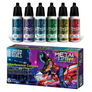 Set Metal Filters - Interference Colours - Brush and Airbrush Acrylic Paints Model paints for dioramas and miniature bases painting Wargames