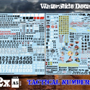 Waterslide Decals - Tactical Numerals and Pinups - compatible with scale models hobby miniatures compatible with Wargames Wargaming
