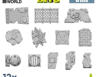 Large Ork plates 1:48 Miniature Resin Orks Bits for space bitz orcs, models, dioramas, wargames, marines