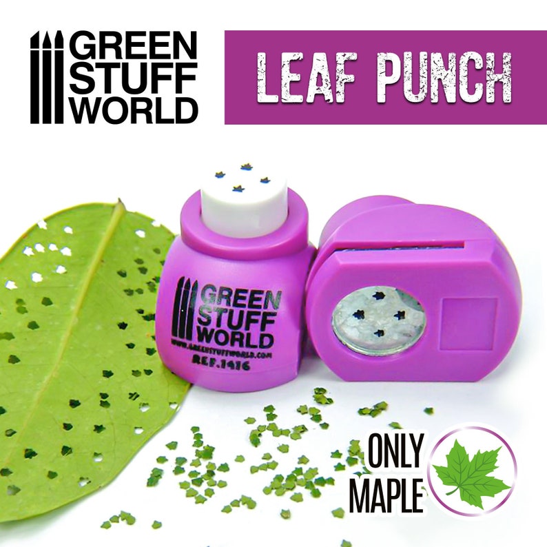 Miniature LEAF PUNCH medium purple Leave maker dioramas scenery models modelling leafs nature foliage image 1