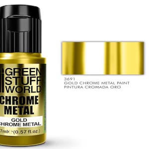 クロームペイント - ゴールド 17ml - ブラシとエアブラシのメタリックペイントミラー効果ペイント、クロームカラー、ミラーゴールド