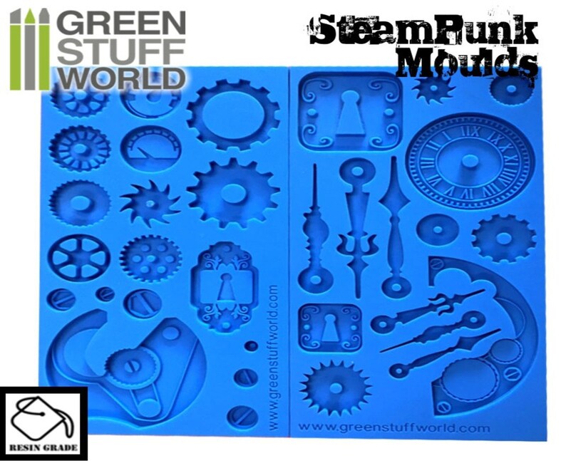 PACK x2 Steampunk Gear Texture SILICONE MOLDS Matt for food and resins - Impression Stamp, Clock