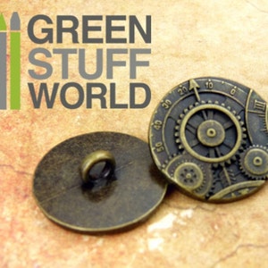 8x BOTTONI SteamPunk Metallo - Ruota dentata Ingranaggi 22mm - BRONZO - Bigiotteria