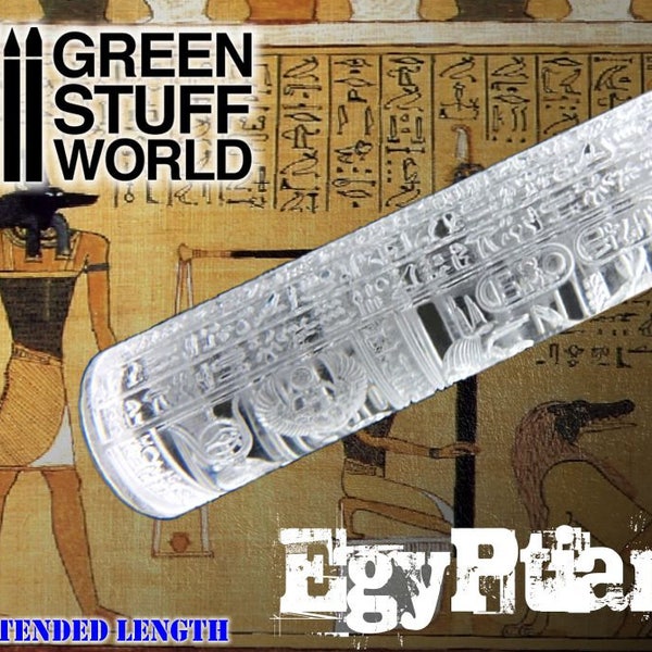 Strukturwalze - ÄGYPTISCHE - Strukturierte Teigrolle rollstab mit ägyptischen Hieroglyphen - warhammer, infinity, bases ...