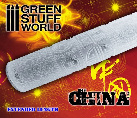 Rolling Pin CHINESE - polymer clay decorations, china textures compatible with crafts, dioramas, miniature bases, wargammer and board games