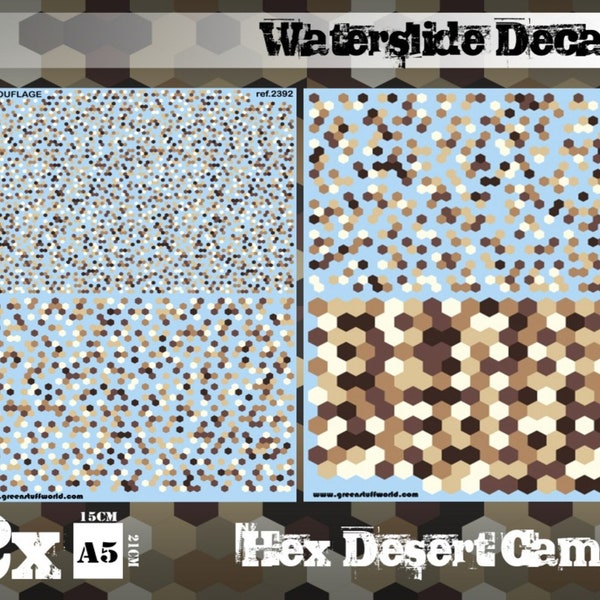 Waterslide Decals - Hex Desert Camo - Camouflage Water slide decals compatible with dioramas wargames warhammes 40k miniatures