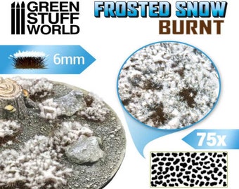 Shrubs TUFTS - 6mm FROSTED SNOW - Burnt - Scenery Miniature diorama Basing Landscape