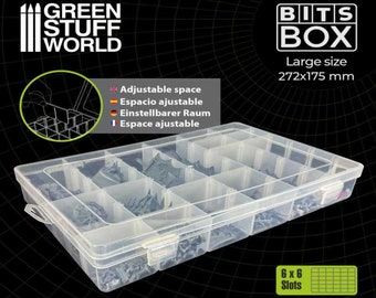 Storage Bits Boxes L - Compatible with hold fishing, Warhammer bits, screws, paper clips, sewing threads, buttons, jewellery beads