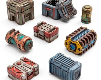 Sci-fi Crates 1:48 - wood boxes scifi science fiction futuristic wargame