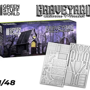 Siliconenmallen - GRAVEYARD - Creëer decors voor deurendiorama's., Siliconenmal compatibel met Wargames Wargaming, Dnd Wargames-terreinbases