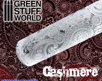 Rolling Pin - CASHMERE Texture - paisley cashmir cashemire compatible with polymer clay epoxy putties milliput and green stuff