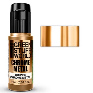 Tinta Cromada - BRONZE 17ml - tinta metálica com pincel e aerógrafo efeito espelho, cor cromada, bronze espelhado
