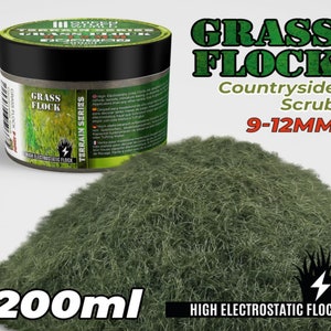 Static Grass Flock 9-12mm - COUNTRYSIDE SCRUB - 200 ml - Modelling Scenery diorama bases