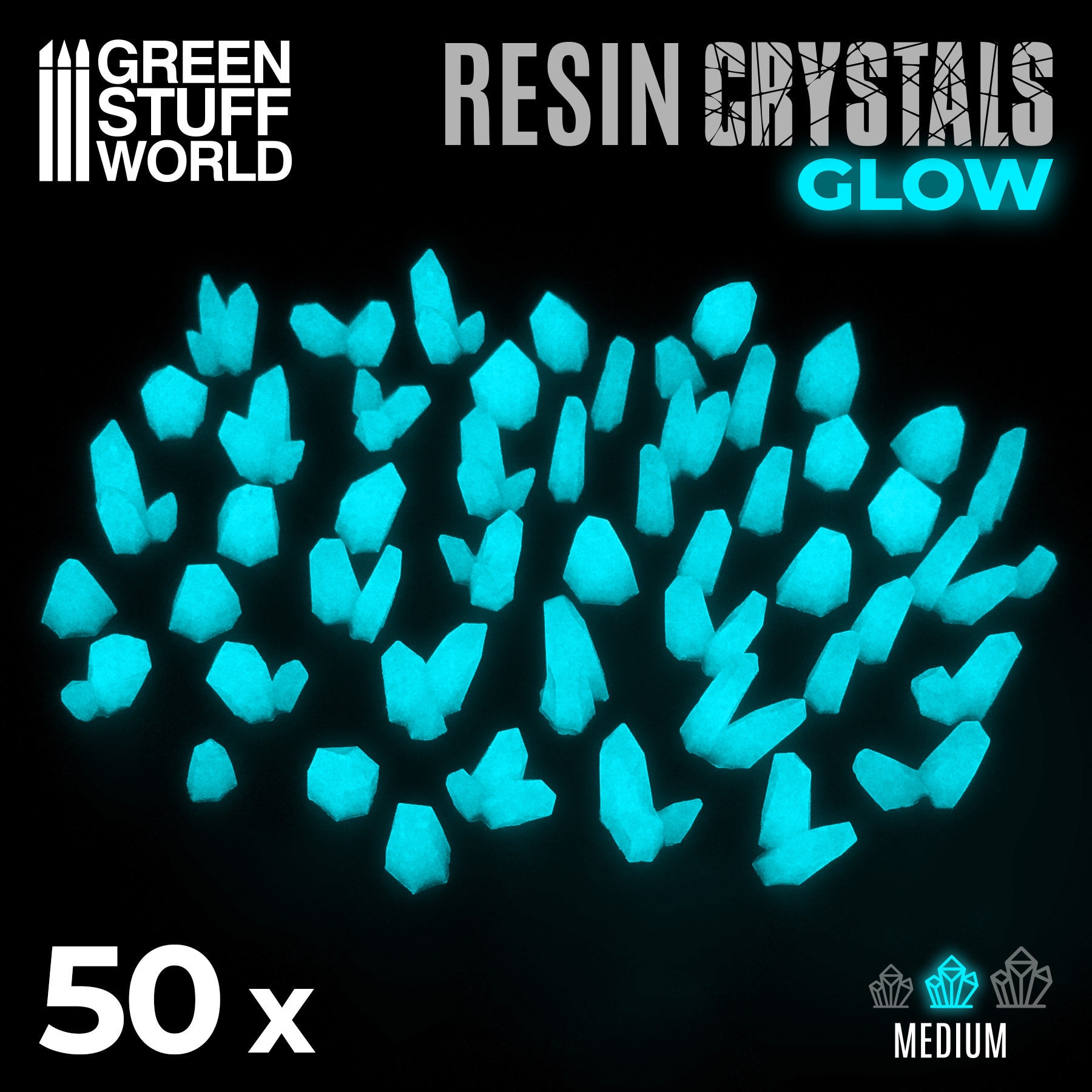 Green Stuff World for Models & Miniatures - Green Glow Resin Crystals -  Medium 10392, GSWD-10392