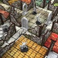 Pre-painted fantasy dungeon walls compatible with Hero Quest, Descent, Dnd, Dungeon Saga, Sword and Sorcery, and dungeon tile board games