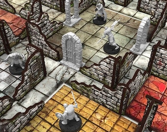 Vorbemalte Fantasy-Dungeon-Wände, kompatibel mit Hero Quest, Descent, Dnd, Dungeon Saga, Sword and Sorcery und Dungeon-Kachel-Brettspielen