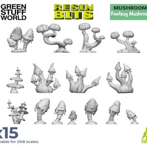 3D-geprinte set - Fantasy Mushrooms - compatibel met Wh, AOS, 9age Goblins Decor Modeling fantasy Wargames