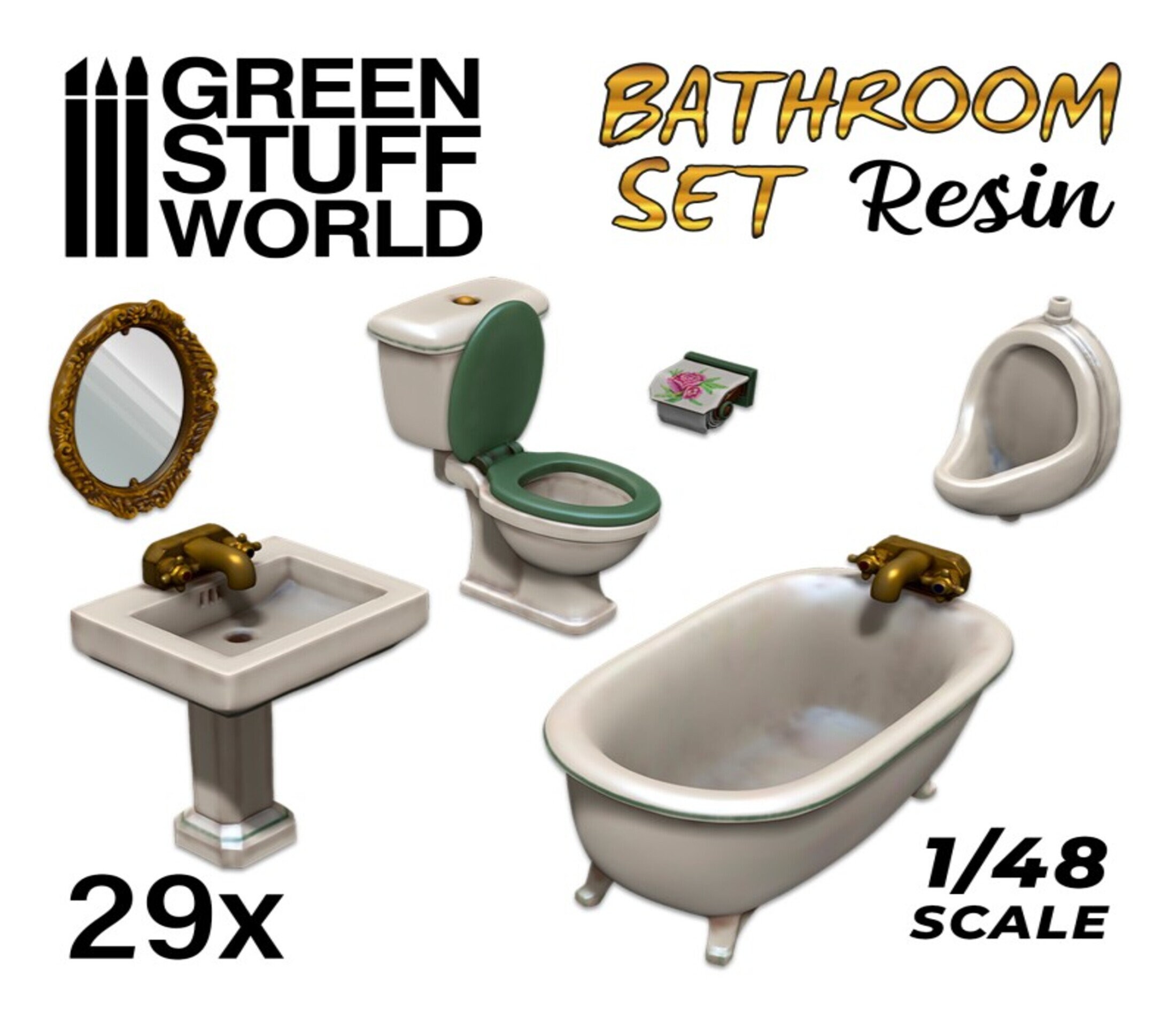 Resin Set Toilet and WC Infinity Wargames Miniature Battlefield Warhammer  40K Shower Bathroom 