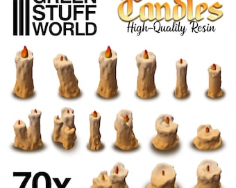 70x Resin Candles - compatible with Warhammer 40K Sigmar Decor Modelling Chandelier Wargames