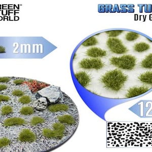 Static Grass Tufts 2 mm - Dry Green - Scenery Miniature diorama Basing Landscape